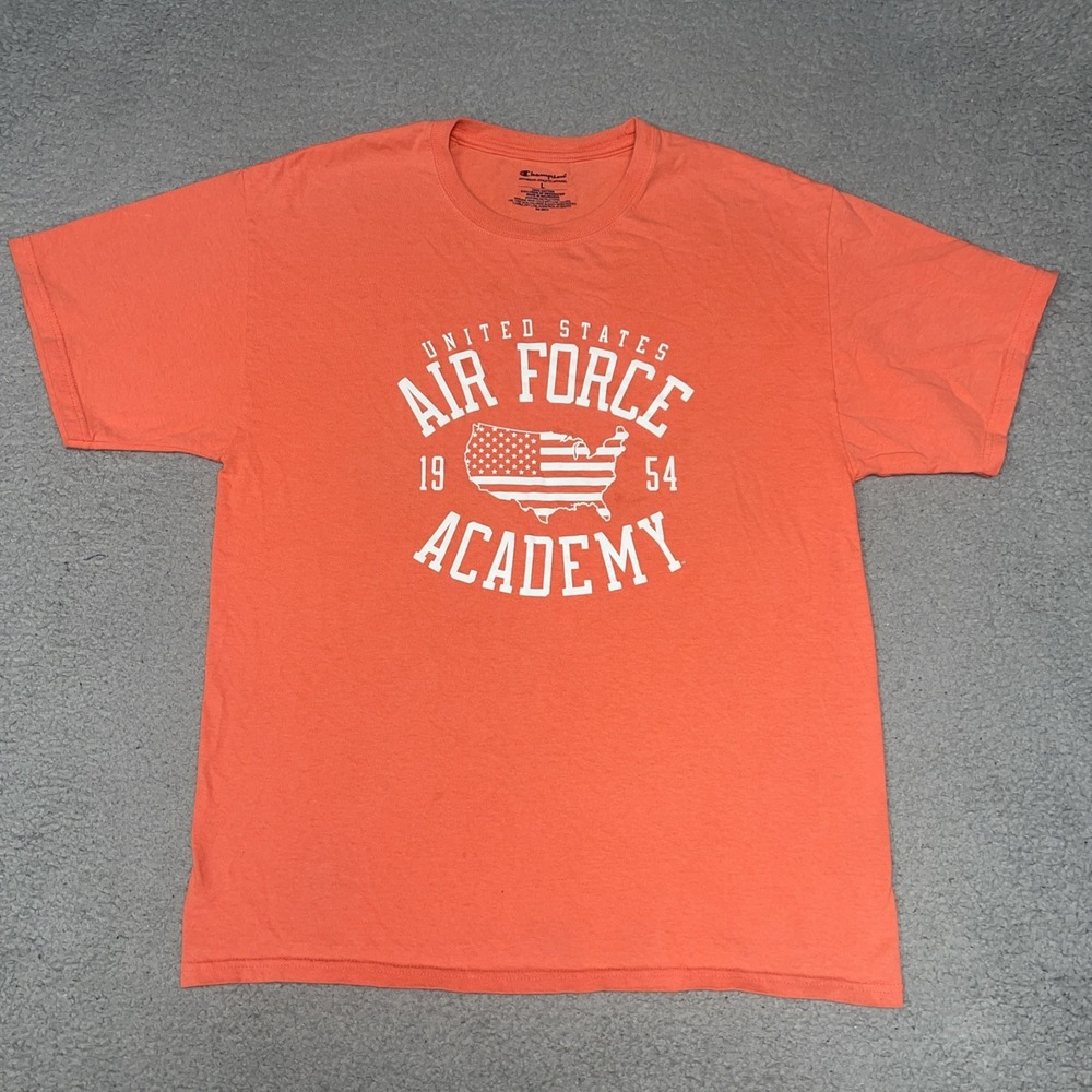 Champion United States Air Force Academy 1954 T Shirt Men's Size L Orange Tee